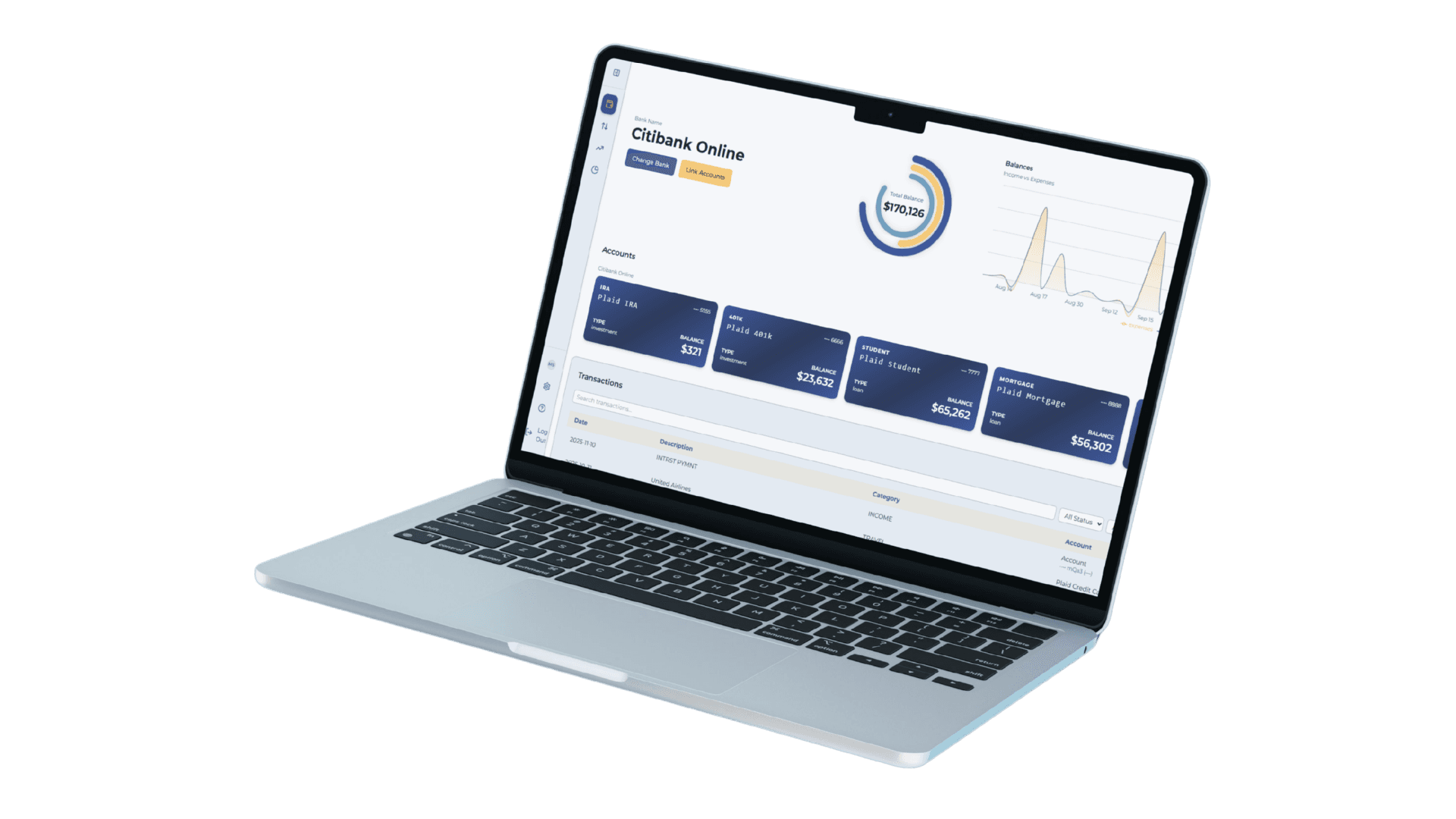 Plurafi dashboard on laptop